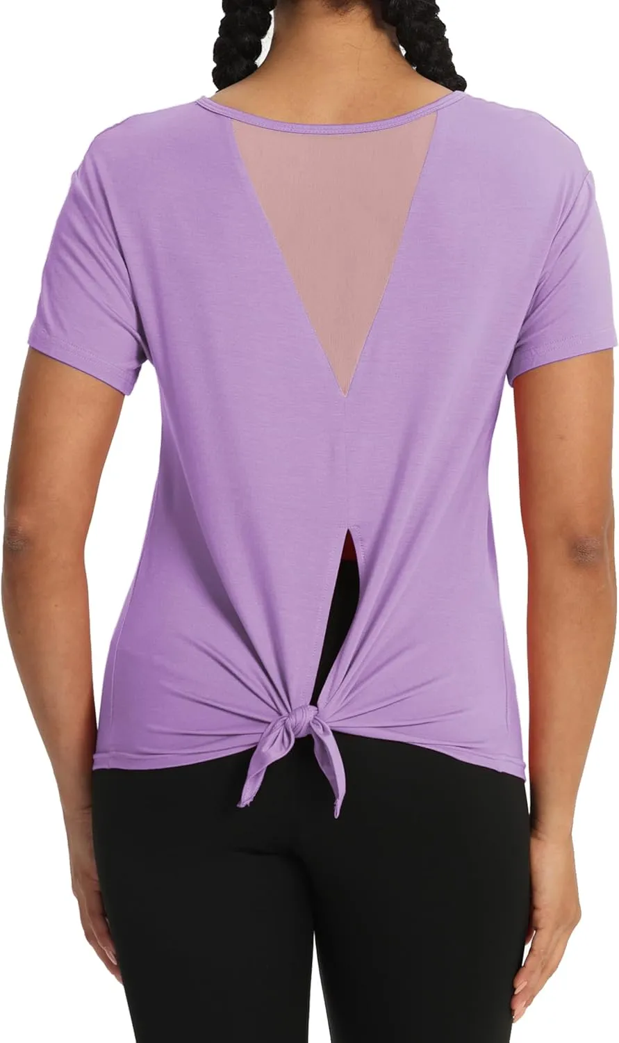 Bestisun Women Short Sleeve Workout Athletic Shirts Tie Back Sports Gym Tops Mesh Yoga Clothes