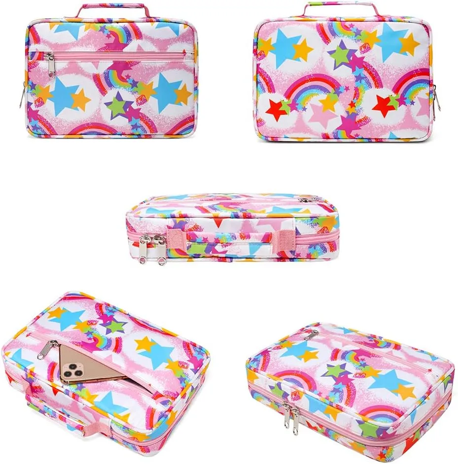 Bible Cover Case Carrier Carrying Bag with Handles for Women Floral Pattern Flower Print
