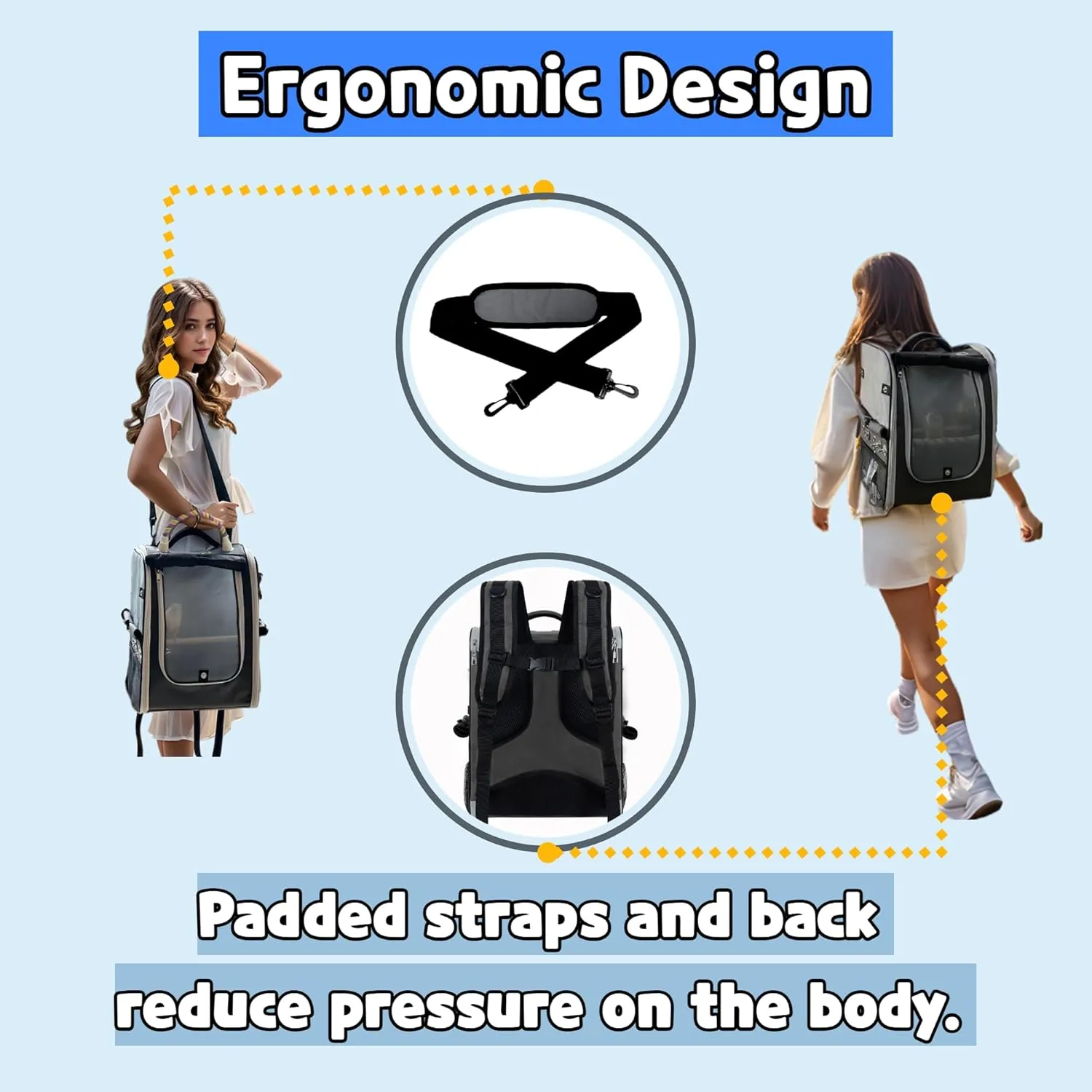 Bird Carrier Backpack-Parrot Travel Cage with 2PCS Perch and Food Bowl, Stainless Steel Tray (Charcoal Gray, Small to Medium Birds)