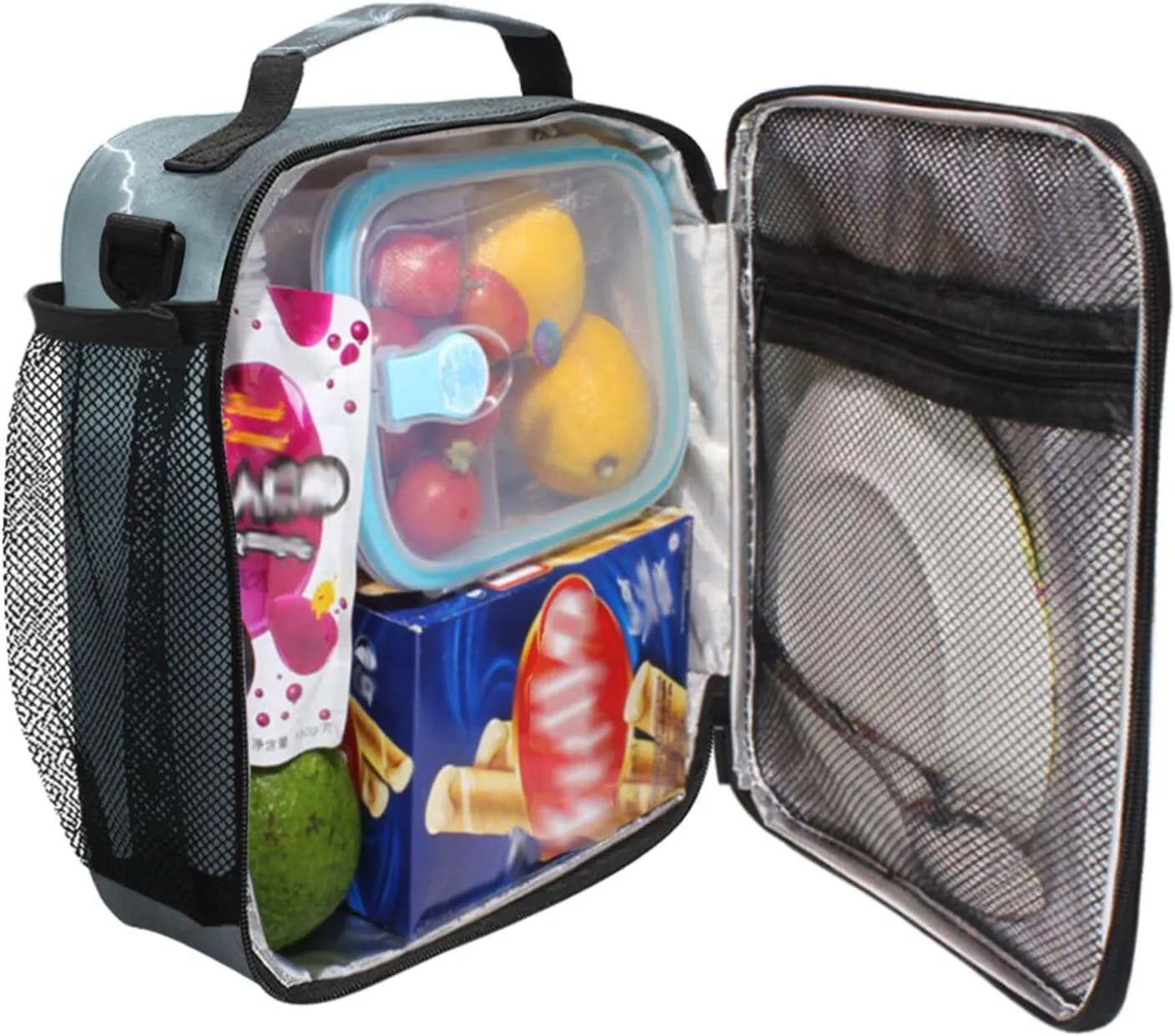Black Tornado Lightning Road Lunch Box for Girls Boys Insulated Lunch Bag with Adjustable Shoulder Strap Kids Thermal Tote Bags Cooler School Travel Picnic