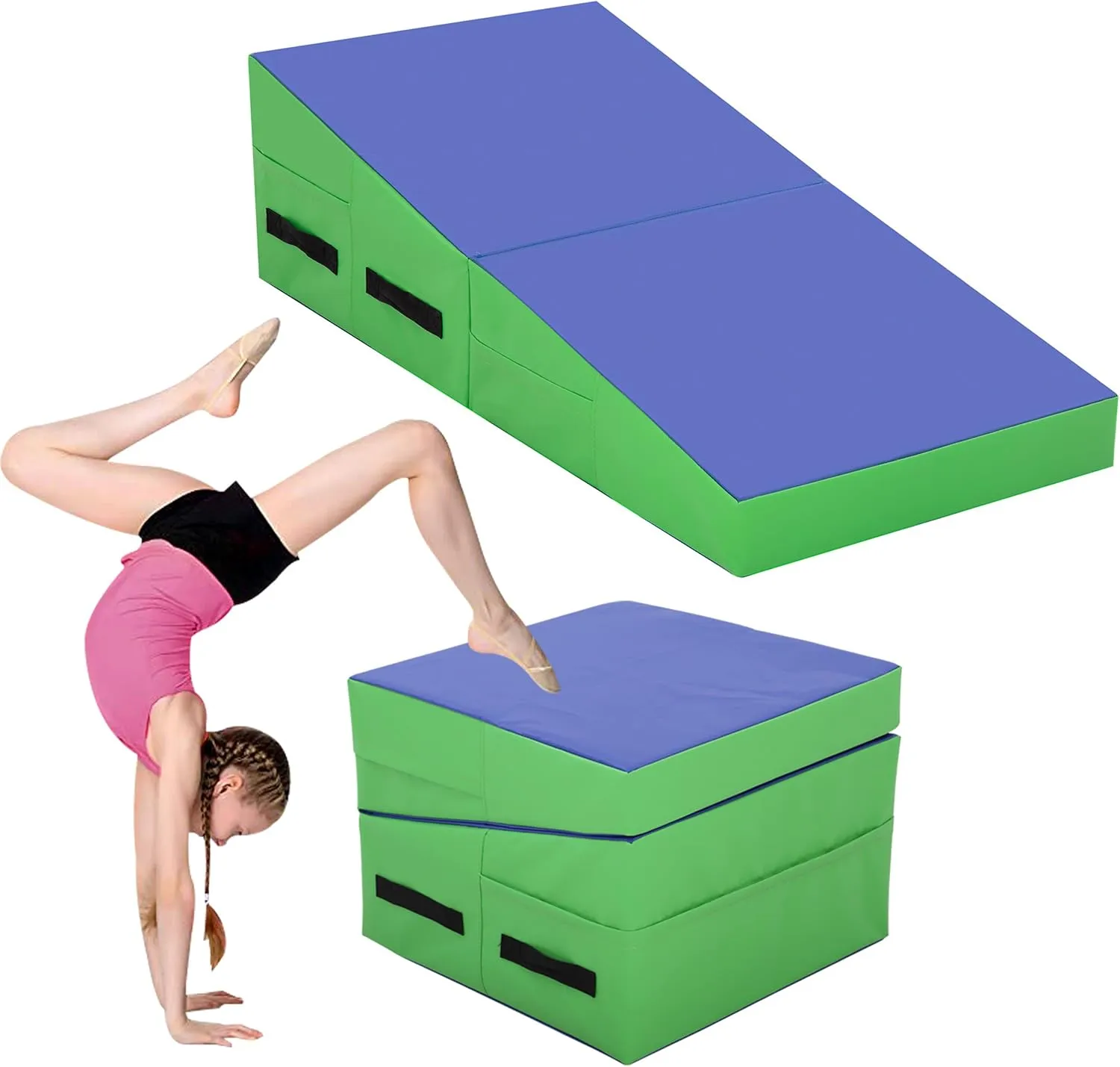 BLKMTY Gymnastics Mat - 48"x24" Incline Tumbling Mat for Kids & Home Exercise