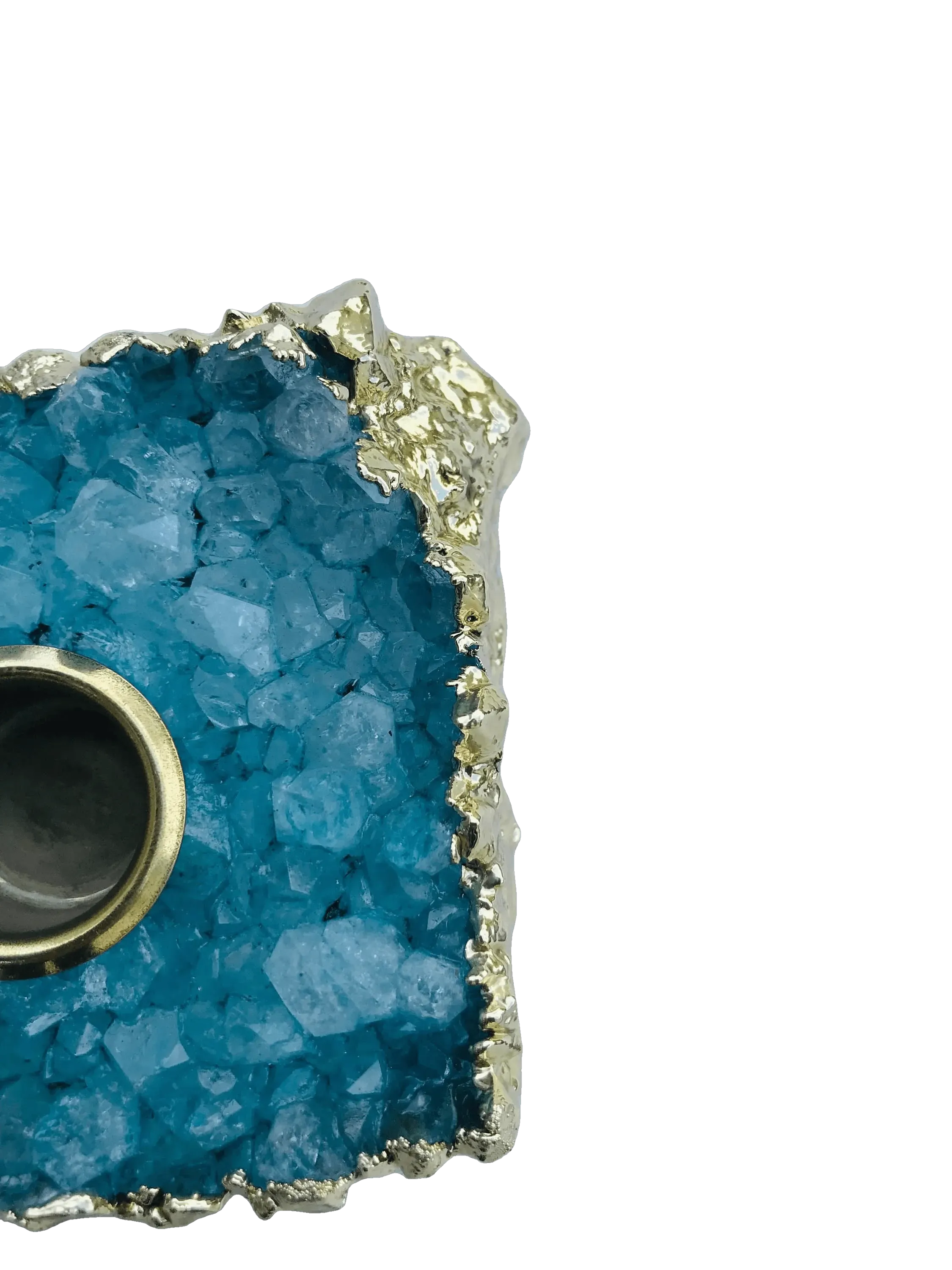 Blue Agate Gemstone Taper Candle Holder