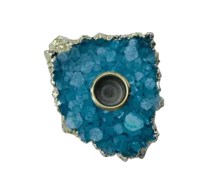 Blue Agate Gemstone Taper Candle Holder