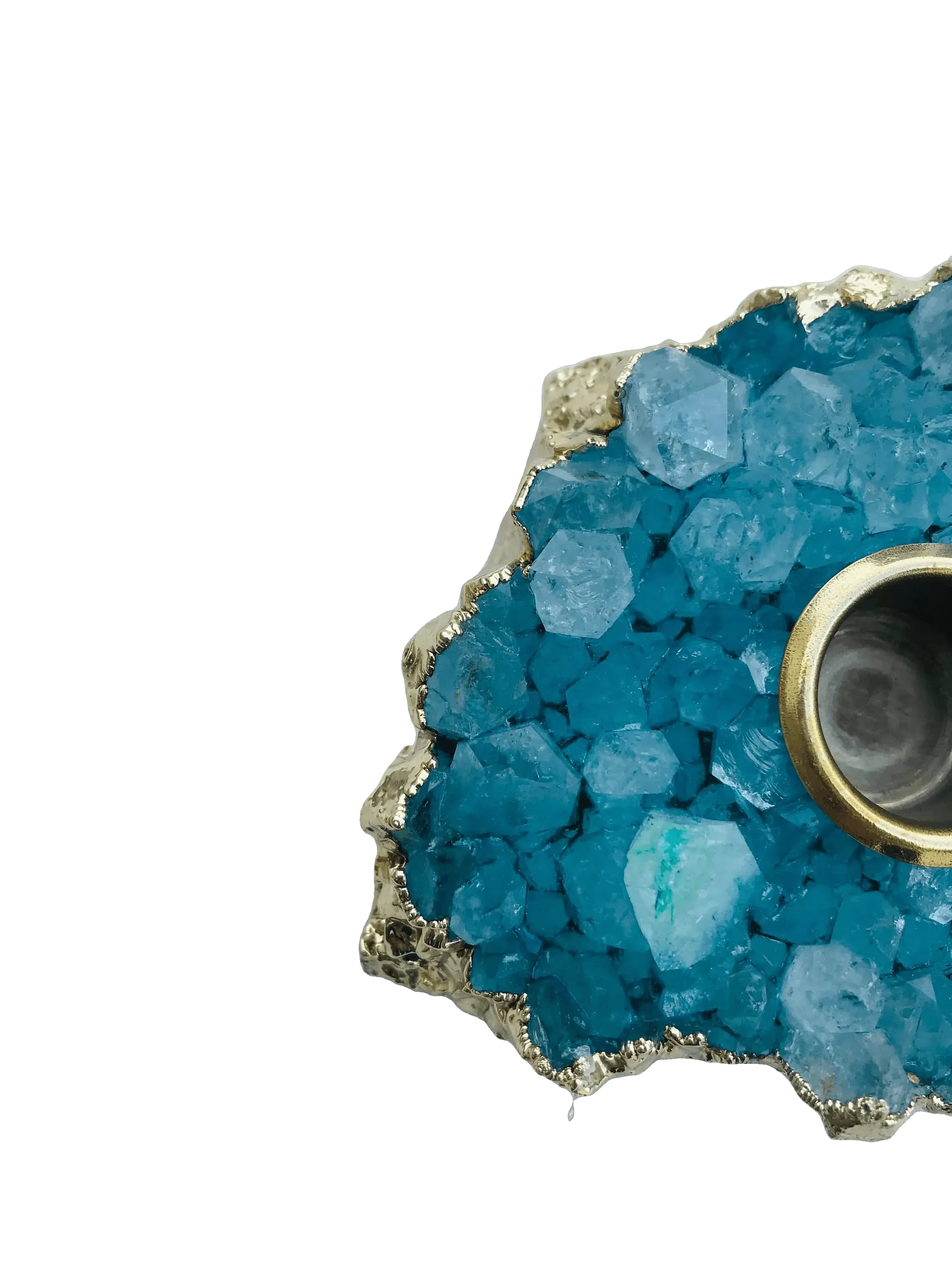 Blue Agate Gemstone Taper Candle Holder