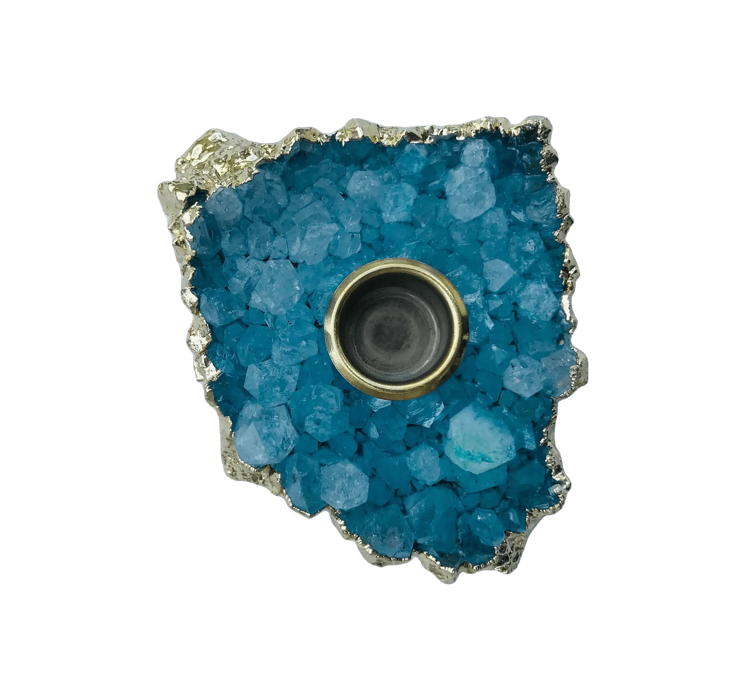 Blue Agate Gemstone Taper Candle Holder