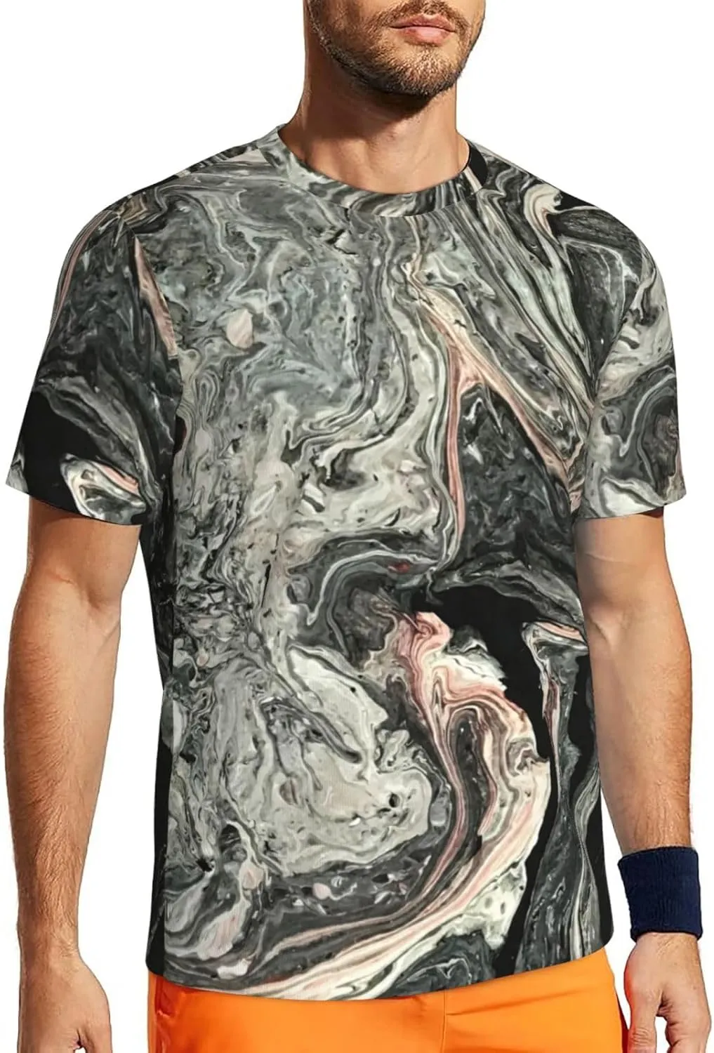 Blue Men's Short Sleeve Mesh Crew Neck T Shirt Athletic Running Gym Tee