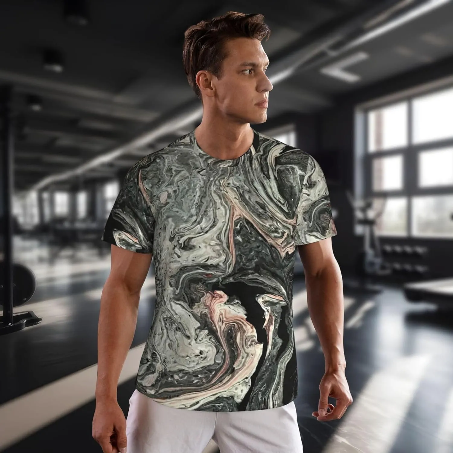 Blue Men's Short Sleeve Mesh Crew Neck T Shirt Athletic Running Gym Tee