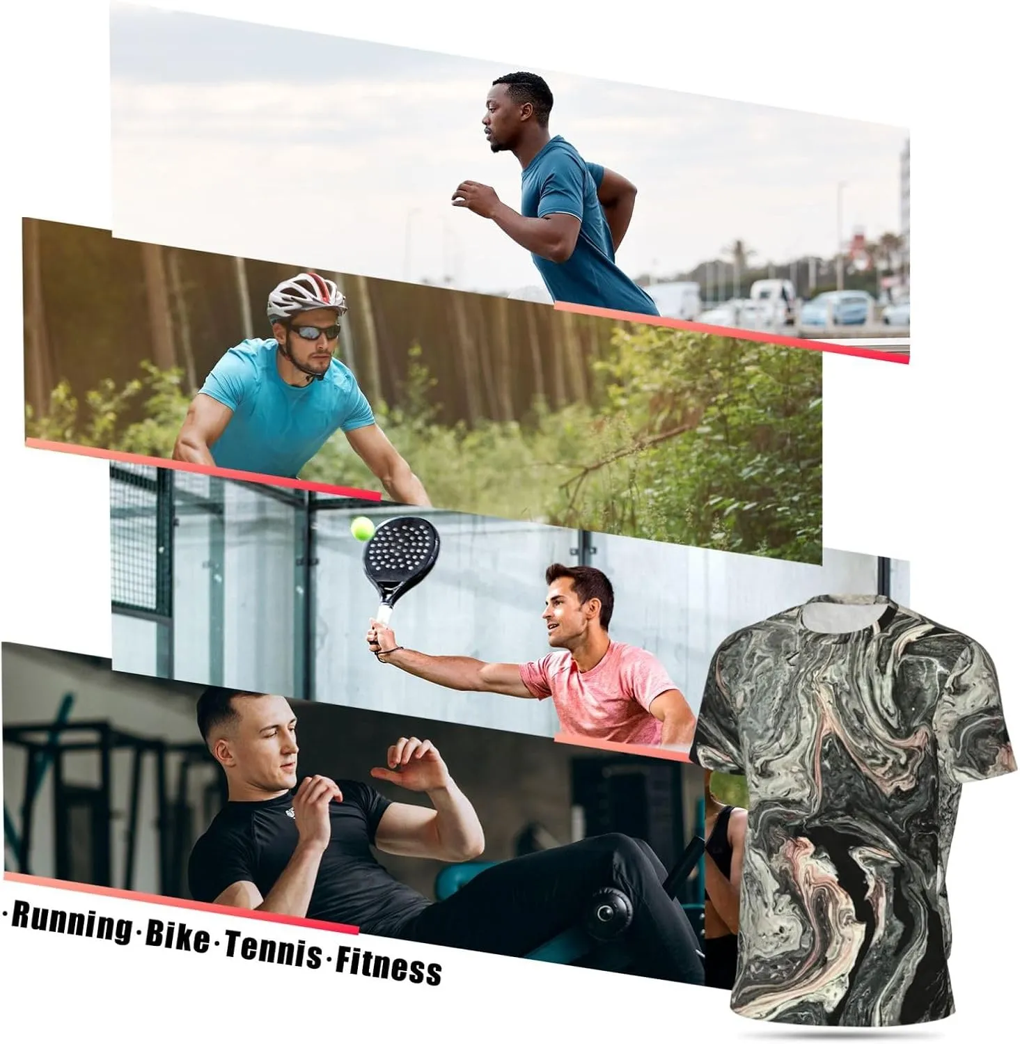 Blue Men's Short Sleeve Mesh Crew Neck T Shirt Athletic Running Gym Tee