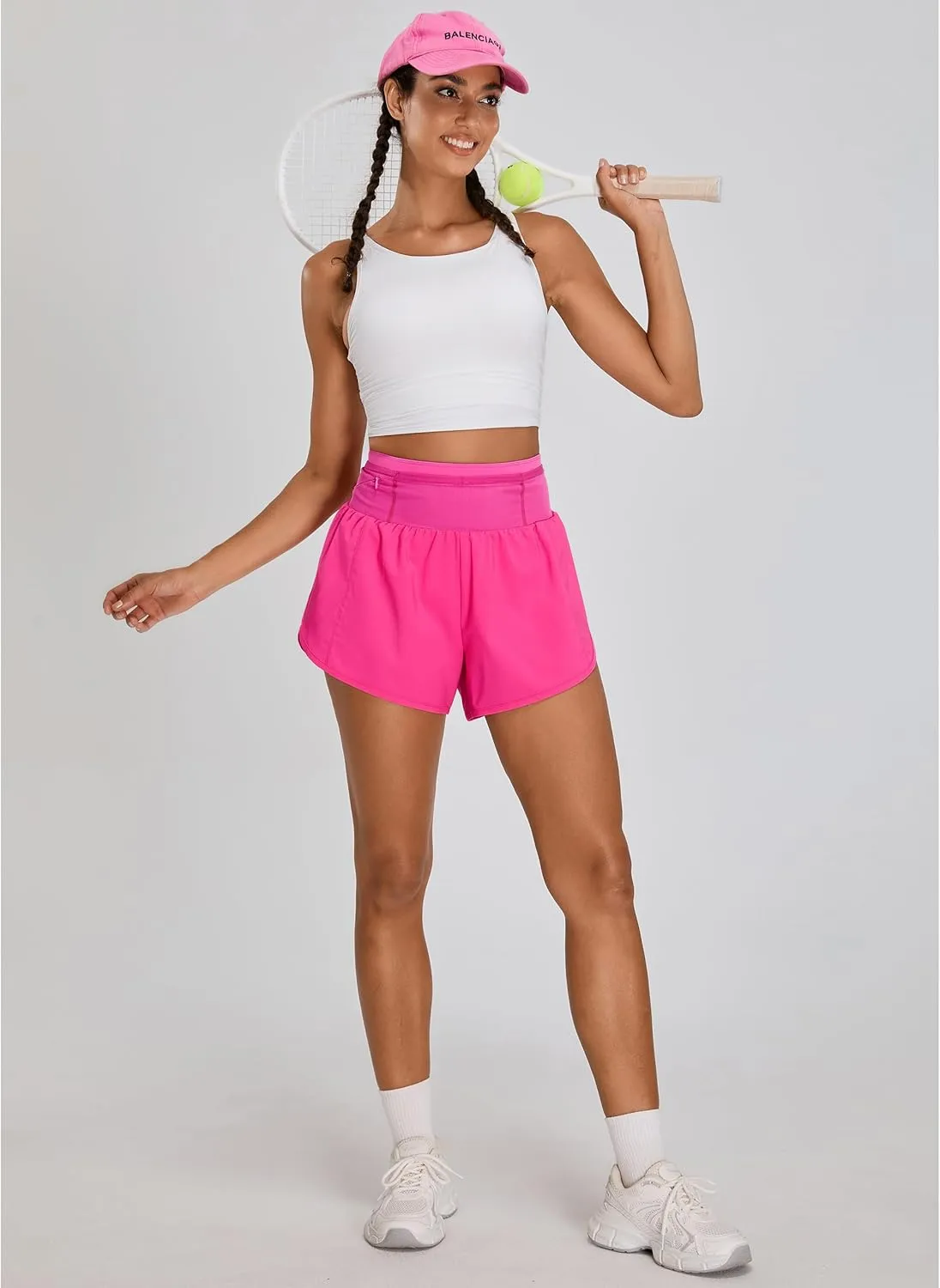 BMJL Womens Running Athletic Shorts Workout Gym Dolphin Elastic Shorts with Waist Mesh Pockets