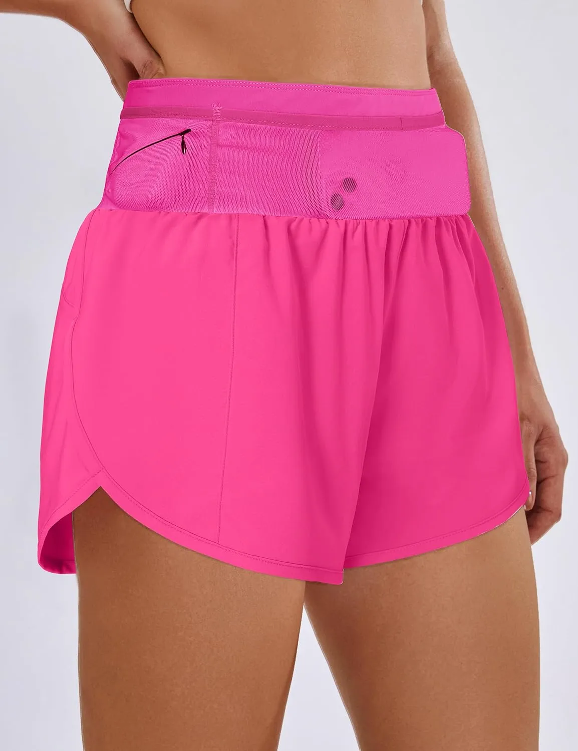 BMJL Womens Running Athletic Shorts Workout Gym Dolphin Elastic Shorts with Waist Mesh Pockets