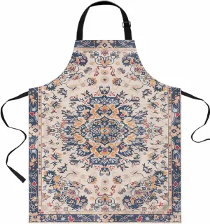 Boho Ethnic Flower Waterproof Apron With Pockets, Retro Bohemian Tribal Mandala Floral Kitchen Chefs Bib Cooking BBQ Grill Bake Adjustable Aprons for Women/Kids Home Garden Grooming Painting Gardening