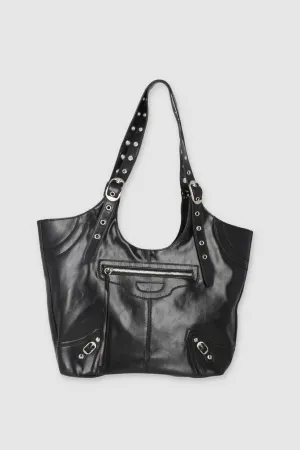Bolsa Midi Efecto Piel Studs