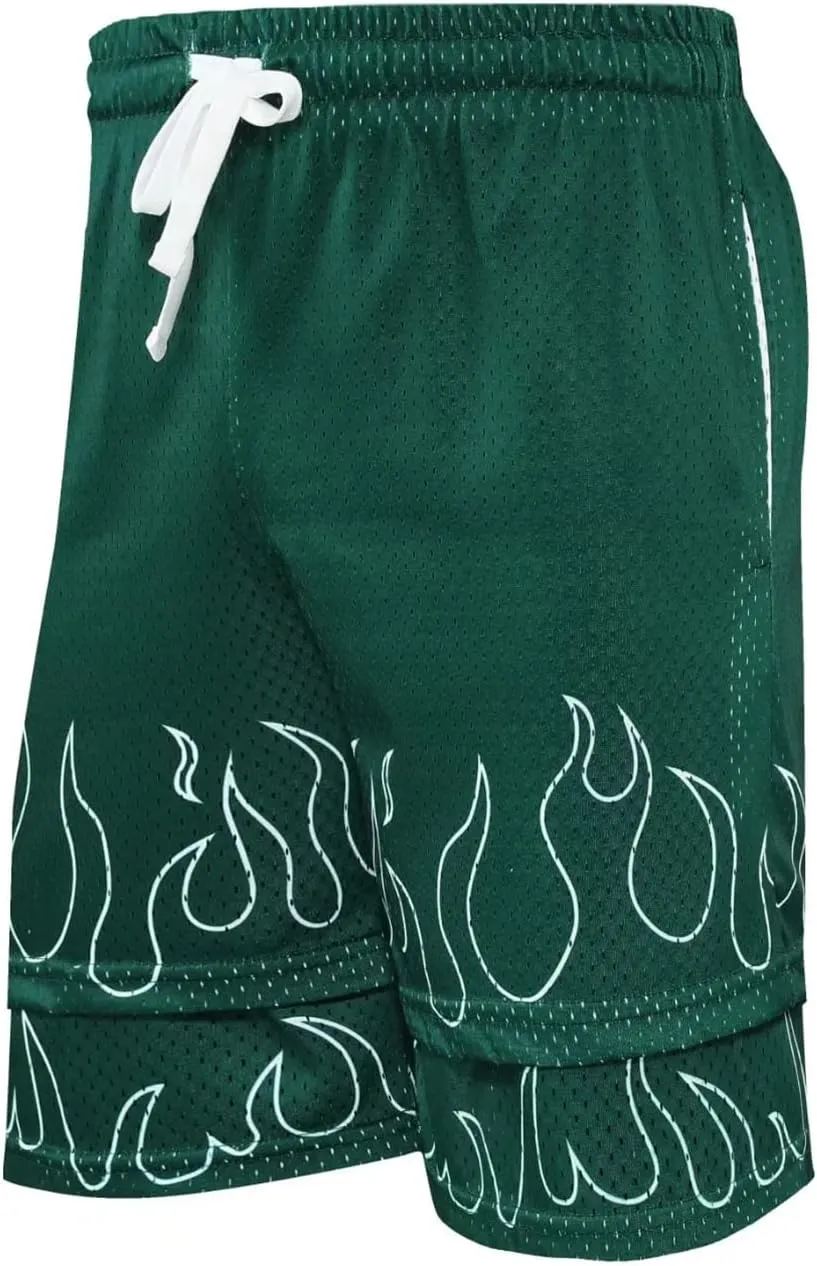 BOOMLEMON Men's Basketball Shorts Gym Workout Athletic Running Shorts Mesh Graphic Print Casual Short Pants