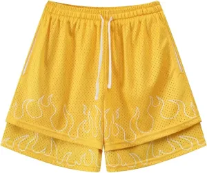 BOOMLEMON Men's Basketball Shorts Gym Workout Athletic Running Shorts Mesh Graphic Print Casual Short Pants