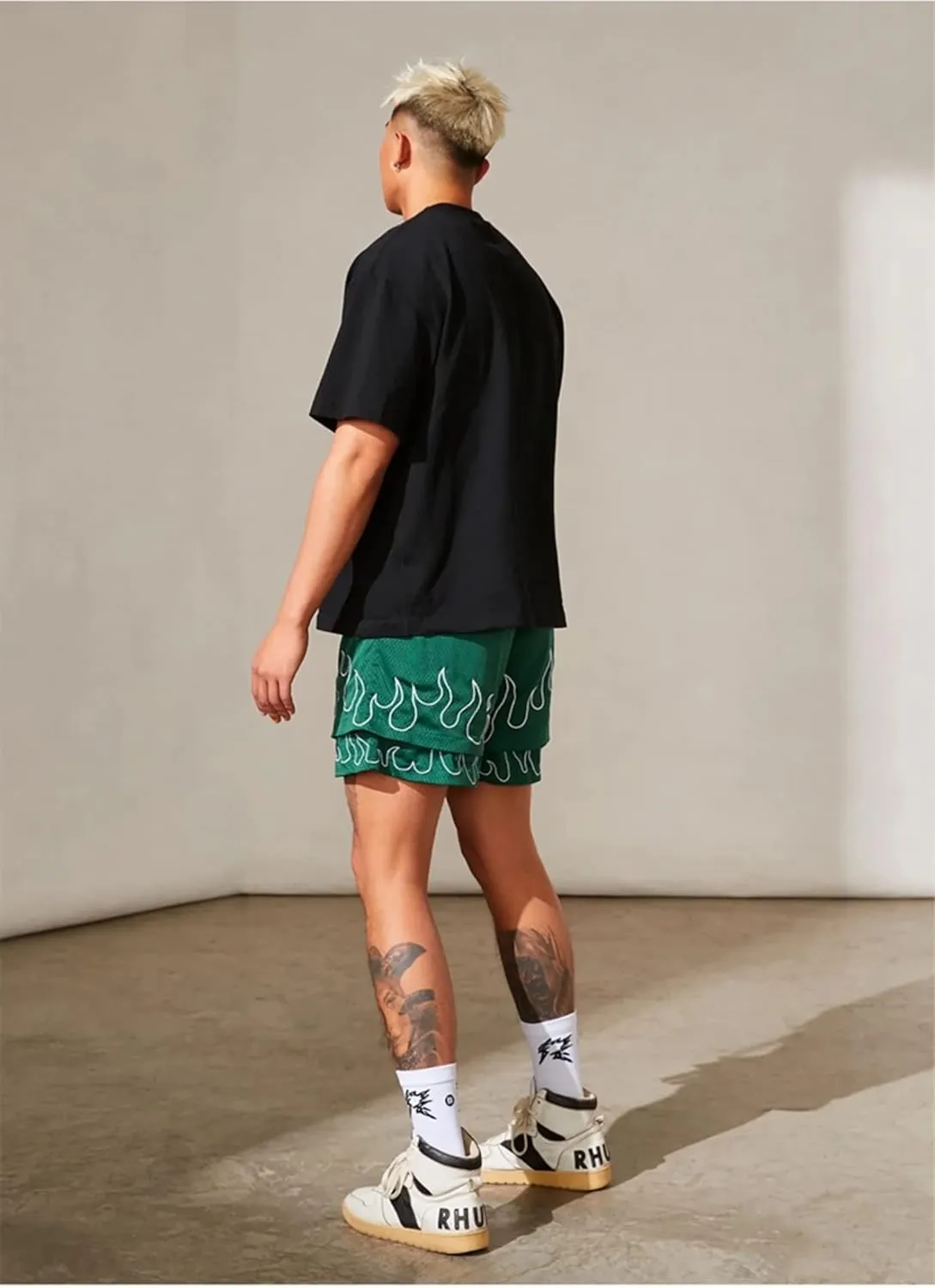 BOOMLEMON Men's Basketball Shorts Gym Workout Athletic Running Shorts Mesh Graphic Print Casual Short Pants