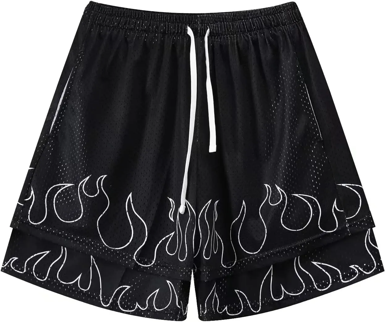 BOOMLEMON Men's Basketball Shorts Gym Workout Athletic Running Shorts Mesh Graphic Print Casual Short Pants