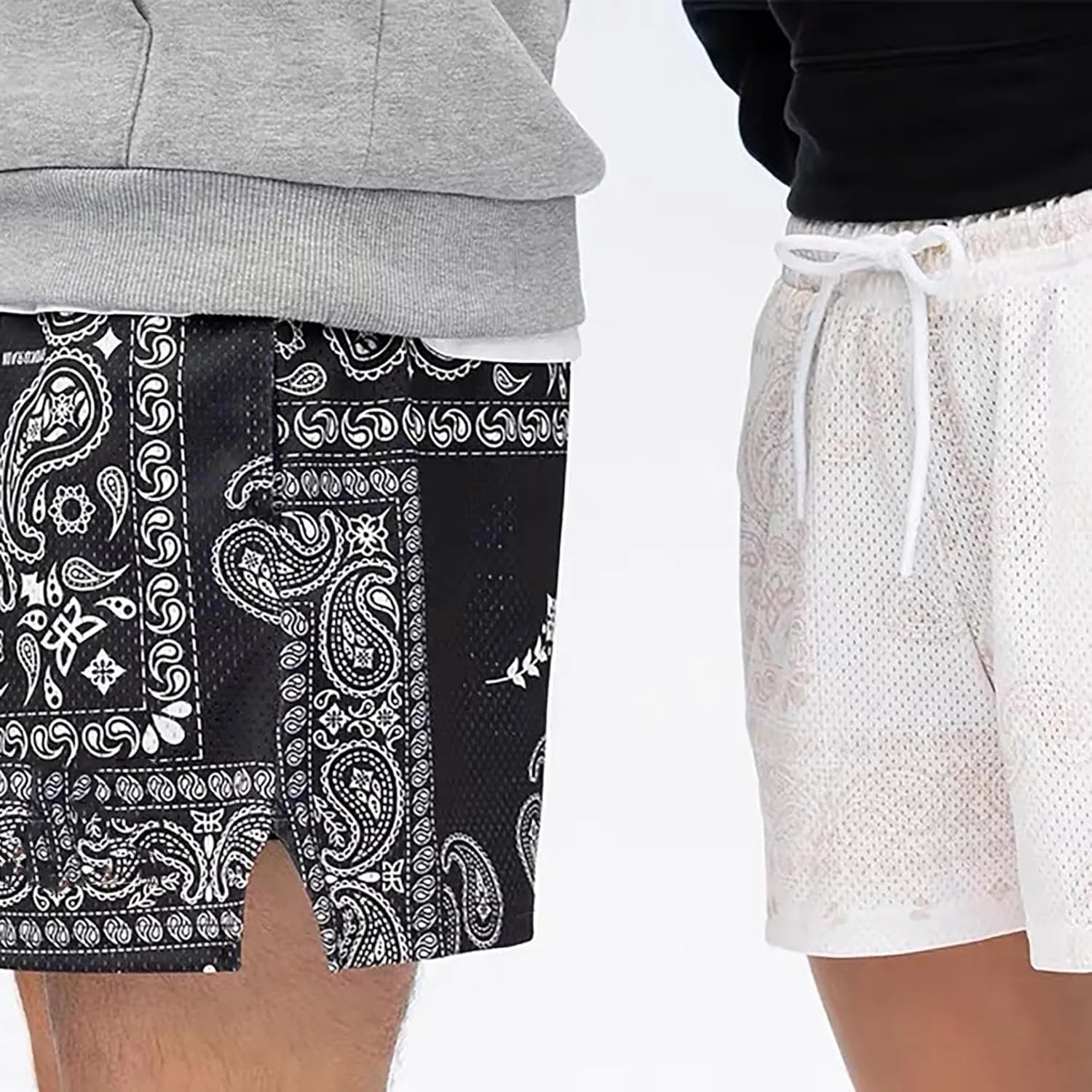 BOOMLEMON Mens Paisley Shorts Mesh Graphic Print Retro Casual Shorts Athletic Gym Basketball Running Short Pants