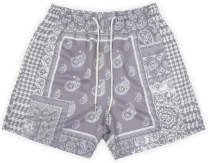 BOOMLEMON Men's Retro Paisley Shorts Mesh Print Casual Beach Shorts Athletic Gym Workout Running Short Pants