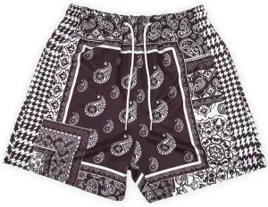 BOOMLEMON Men's Retro Paisley Shorts Mesh Print Casual Beach Shorts Athletic Gym Workout Running Short Pants