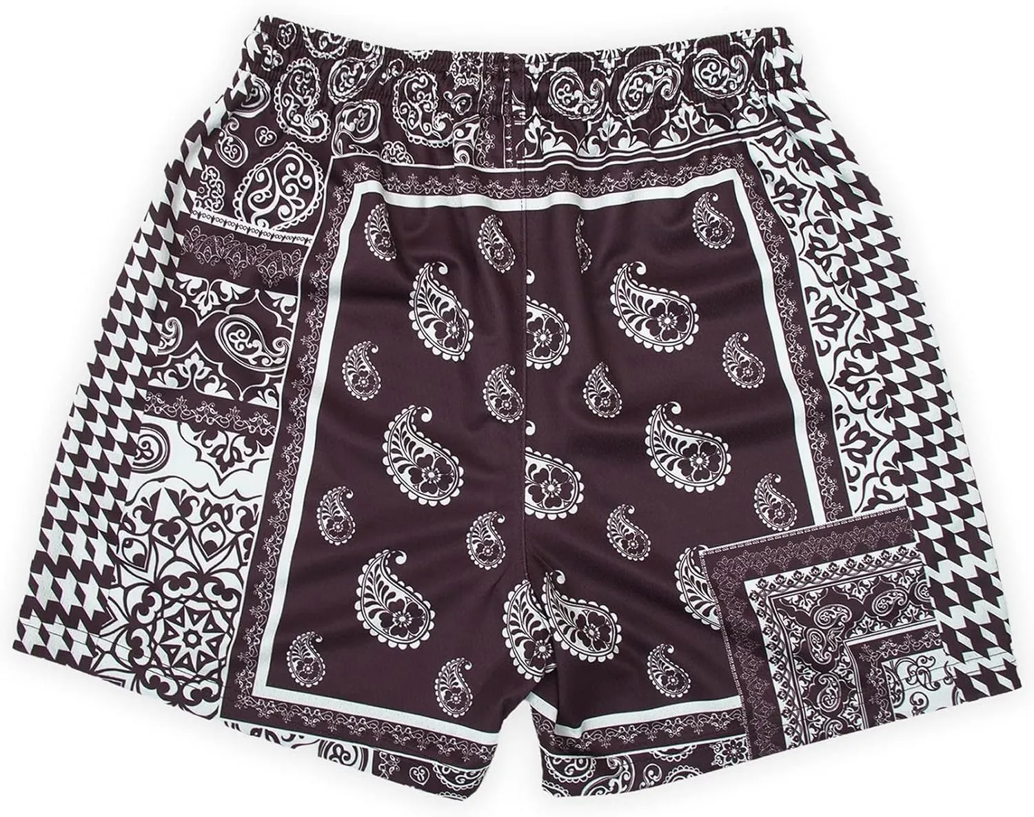 BOOMLEMON Men's Retro Paisley Shorts Mesh Print Casual Beach Shorts Athletic Gym Workout Running Short Pants