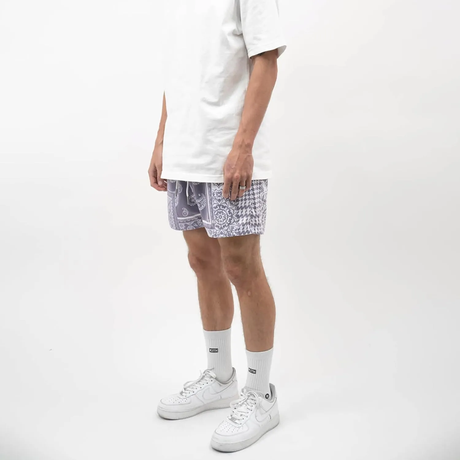 BOOMLEMON Men's Retro Paisley Shorts Mesh Print Casual Beach Shorts Athletic Gym Workout Running Short Pants