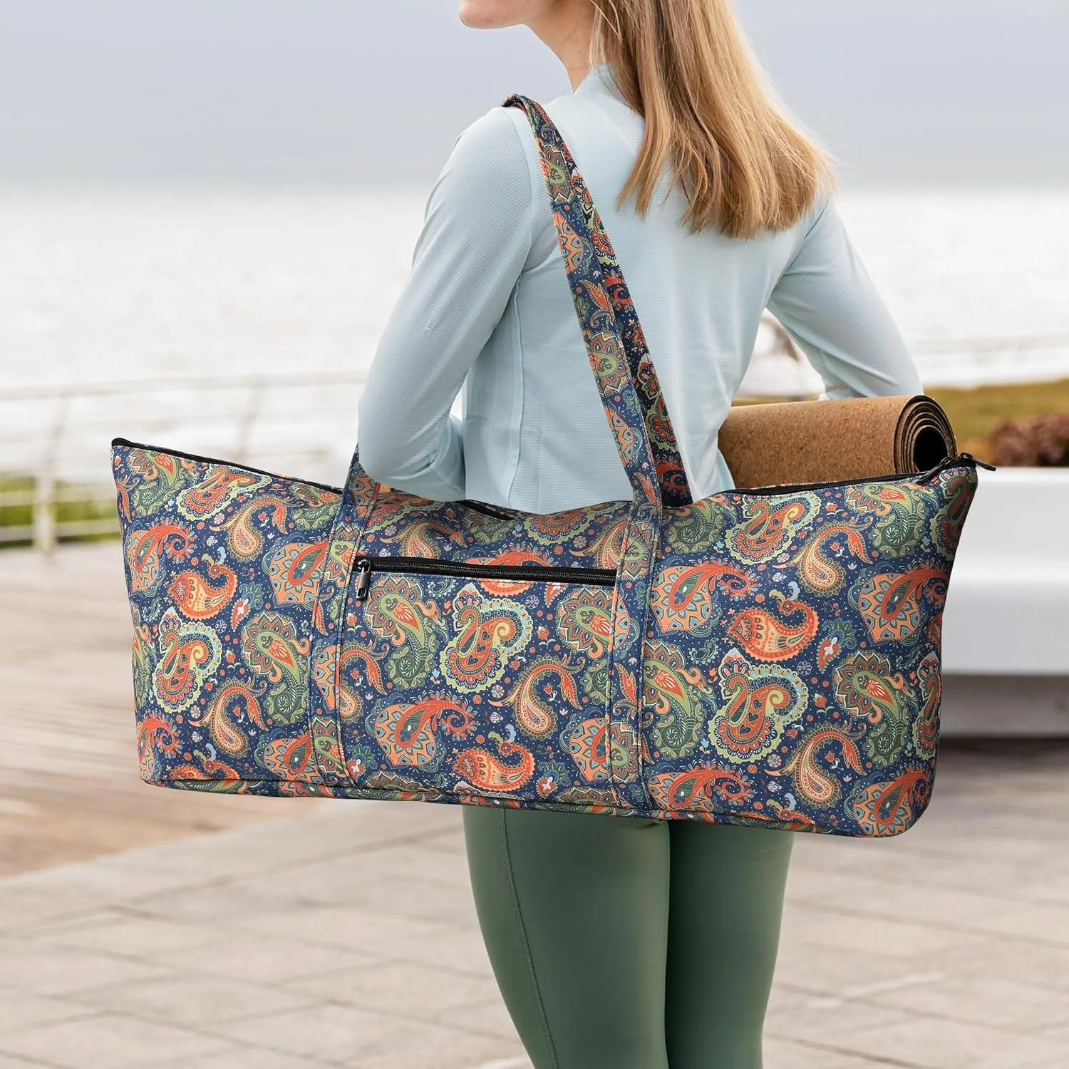 Boulder Bee | Yoga Mat Bag | Large Yoga Mat Carrier with Wet Pocket | Yoga Gifts | Gym Tote Bag for Women