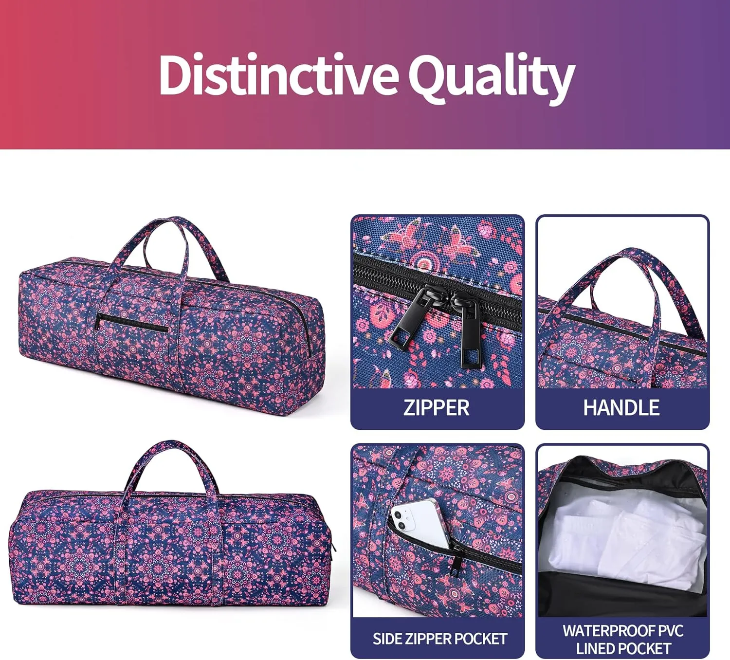 Boulder Bee | Yoga Mat Bag | Large Yoga Mat Carrier with Wet Pocket | Yoga Gifts | Gym Tote Bag for Women