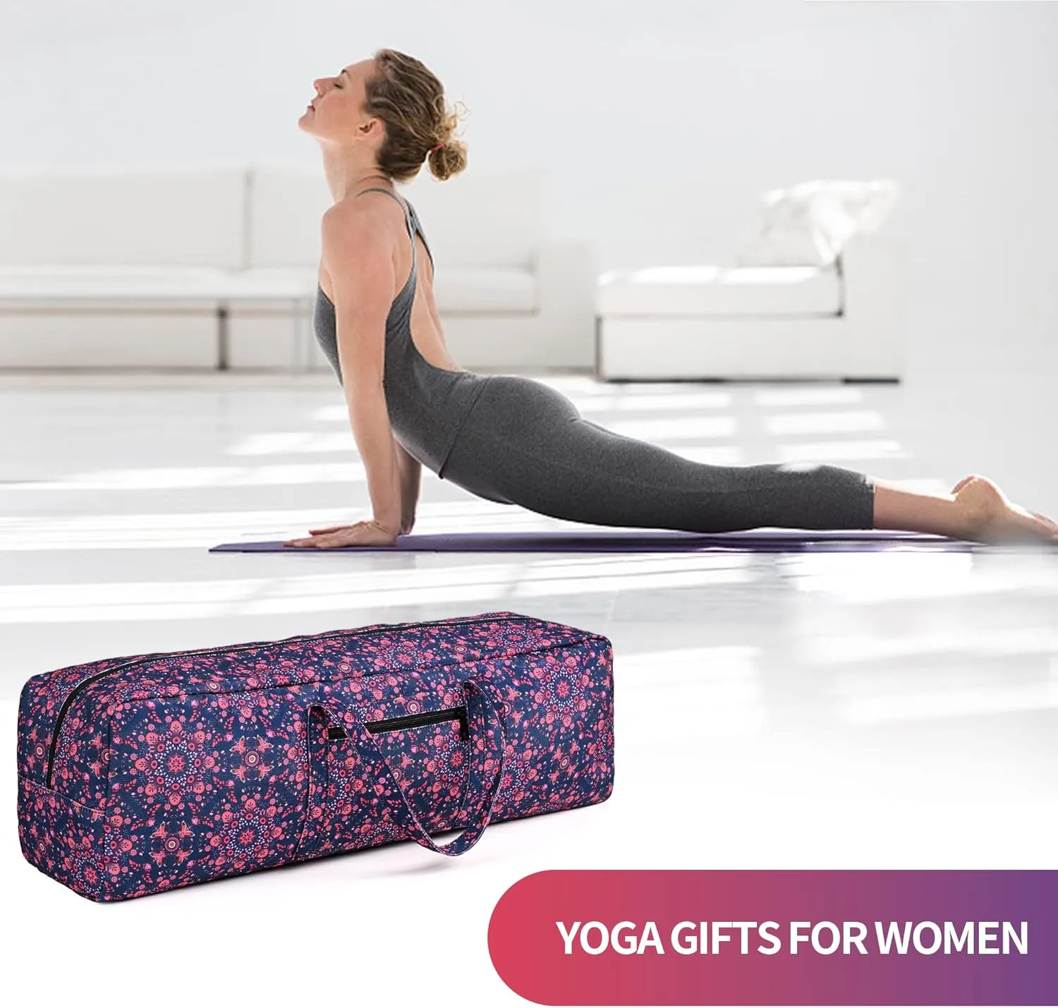 Boulder Bee | Yoga Mat Bag | Large Yoga Mat Carrier with Wet Pocket | Yoga Gifts | Gym Tote Bag for Women