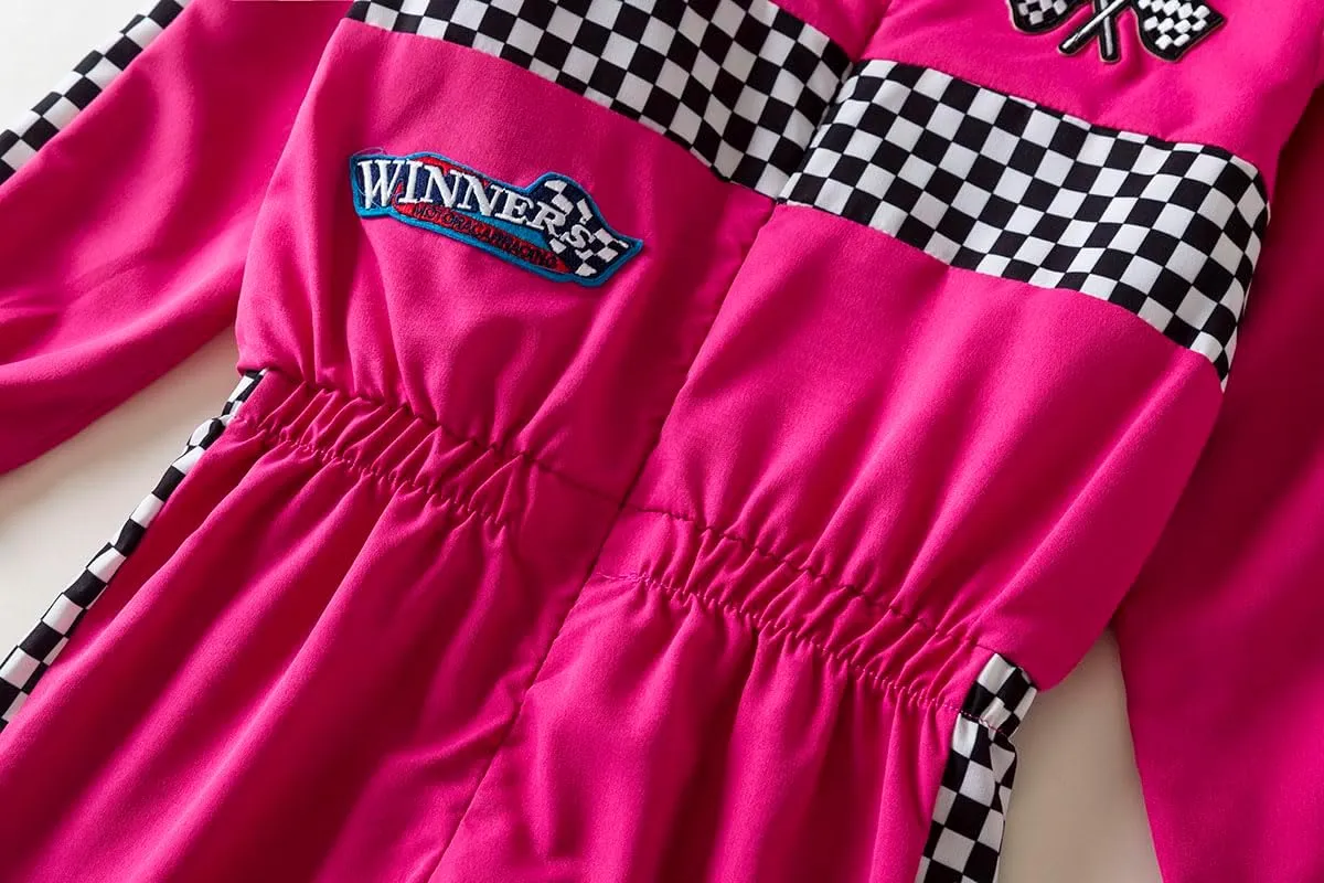 Boy Girl Kid Racer Uniform Costume Kids Racing Jumpsuits Race Car Driver Suit