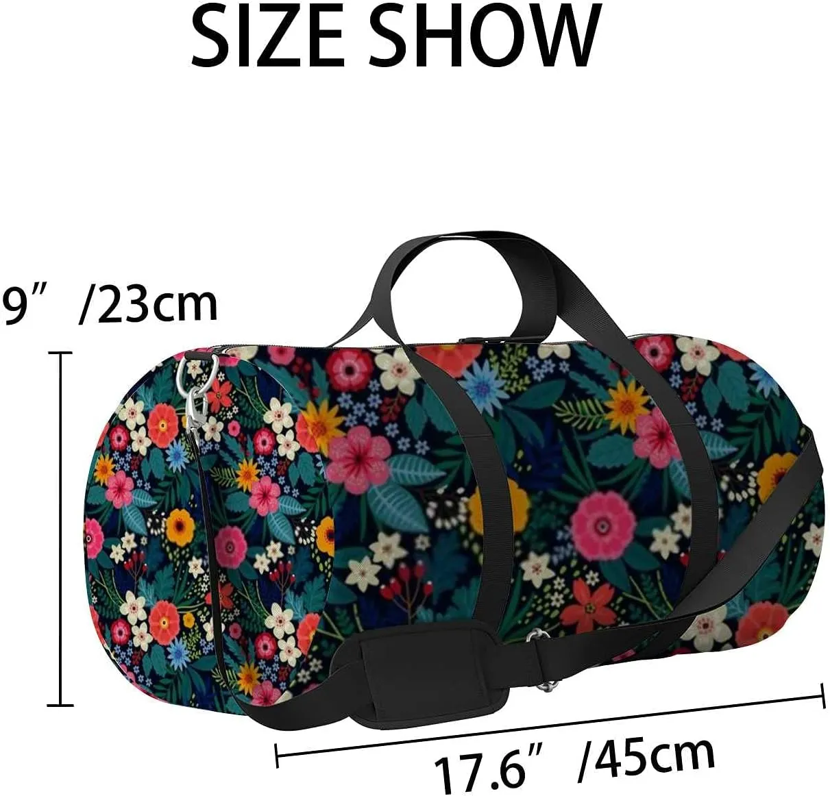 Bright Colorful Floral Leaves Sports Duffel Bag Travel Gym Tote Bags Lightweight Durable Shoulder Strap Waterproof Polyester Outside Mesh Pocket Overnight Trip Duffel Bag for Women Men