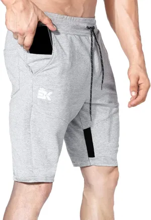 BROKIG Mens Thighs Mesh Gym Workout Shorts, Bodybuilding Slim Athletic Running Shorts for Men with Zipper Pockets