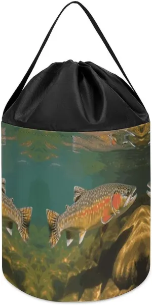 Brook Trout Fly Fishing Large Toy Storage Organizer Bag Board Games Storage Building Block Storage Bag Reusable Toy Organizer Bags with Drawstring for Building Blocks
