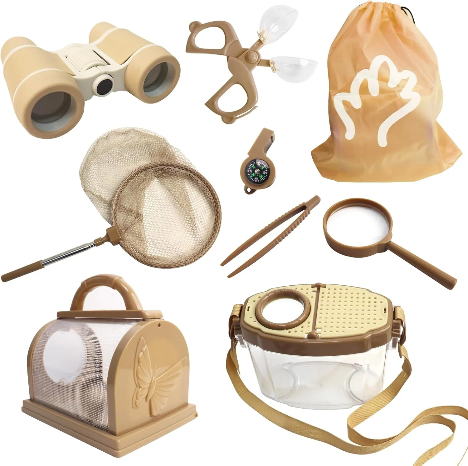 Bug Catcher for Kids Explorer Kit Kids Bug Catching Kit, Bug Catcher Kit for Kid with Binoculars, Magnifying Glass, Butterfly Kit for Aged 3  (Brown)
