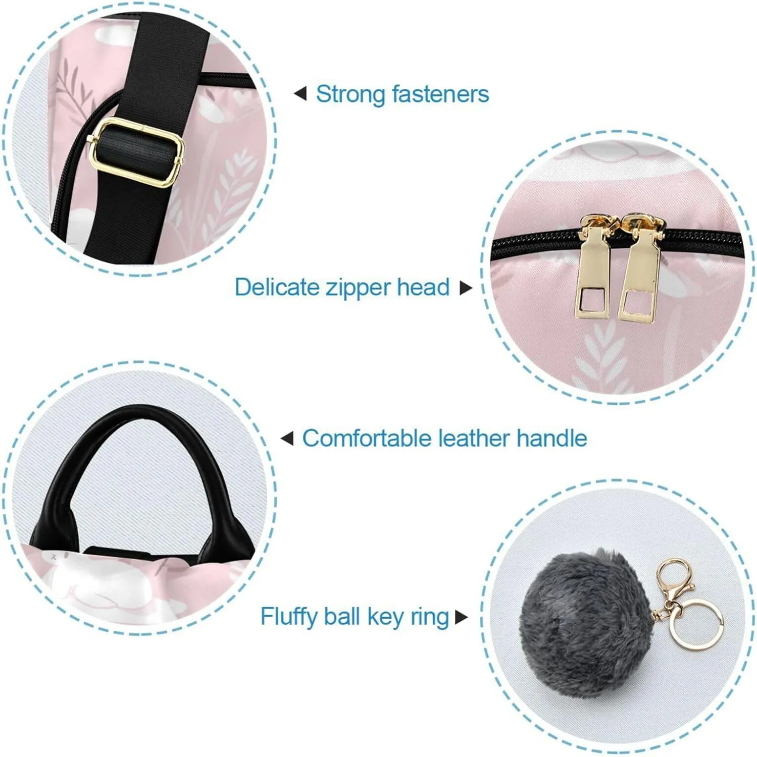 Bunny Print Mom Backpack - 17L Cute Diaper Bag with Insulated Bottle Pocket & Easy-Clean Fabric (13.4" Wide Opening)   Free Keychain