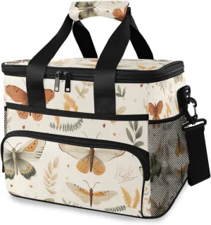 Butterflies Beige Cooler Bag Insulated Cooler Soft Sided Cooler 24 Can Portable Picnic Bag Large Leakproof Lunch Bag Box for Beach Grocery Camping Travel Car Men Women