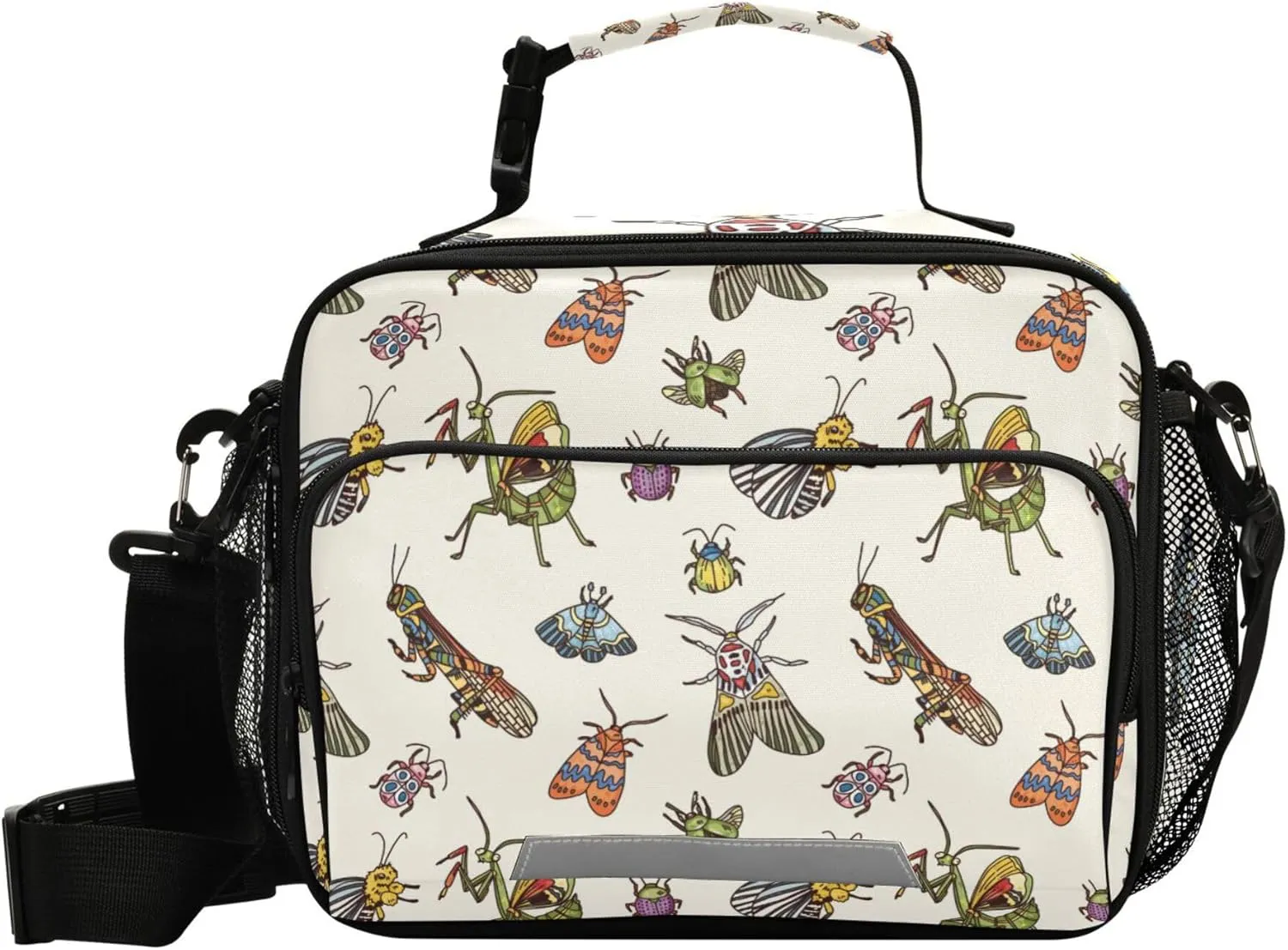 Butterfly Grasshoppers Bugs Insect Lunch Bag Insulated Tote Bag Food Container for Kids Boys Girls, Holds Lunch Box, Water Bottle, Snacks