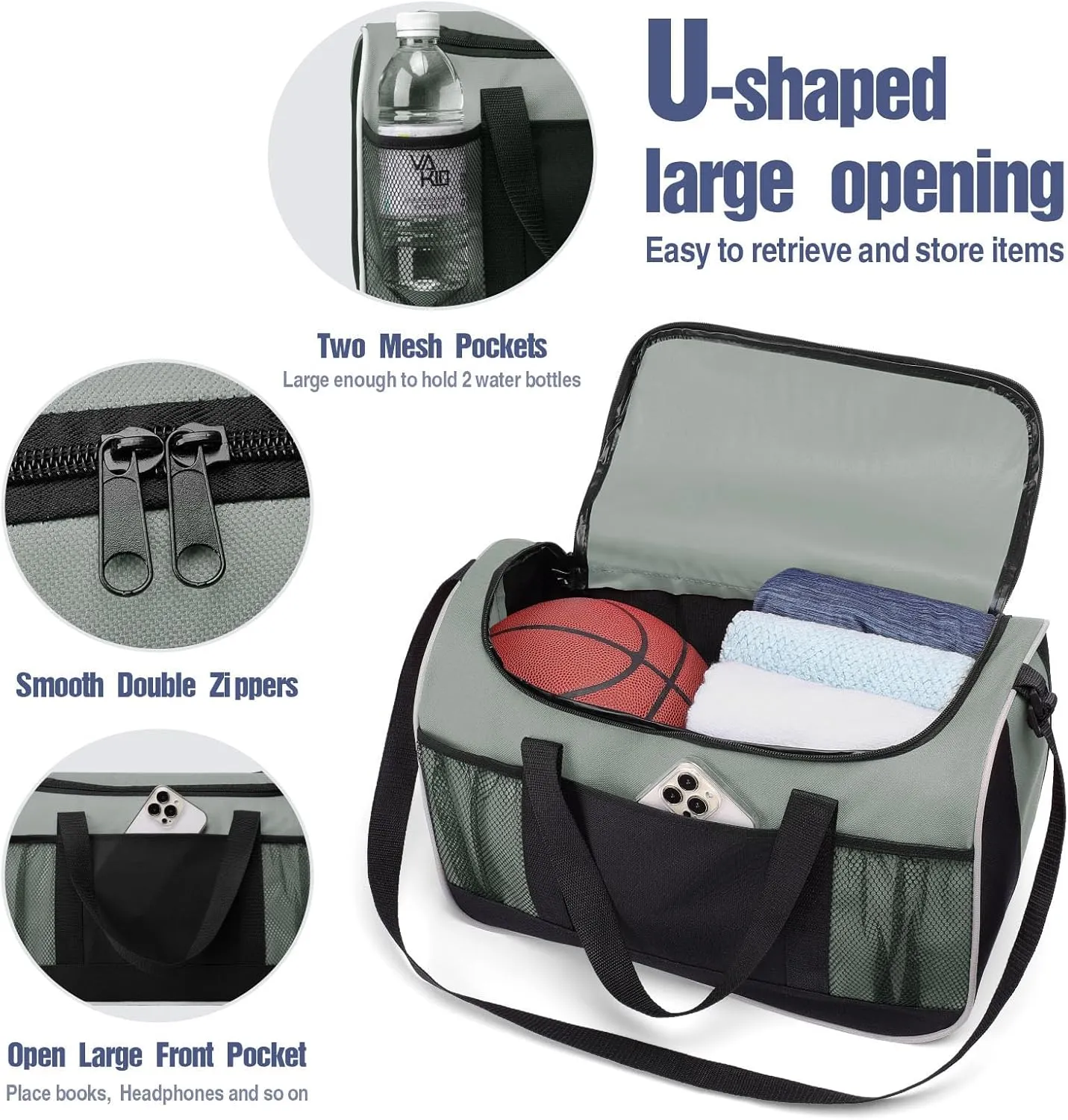 BuyAgain Duffle Bag, 17" Small Travel Carry On Sport Duffel Gym Bag.