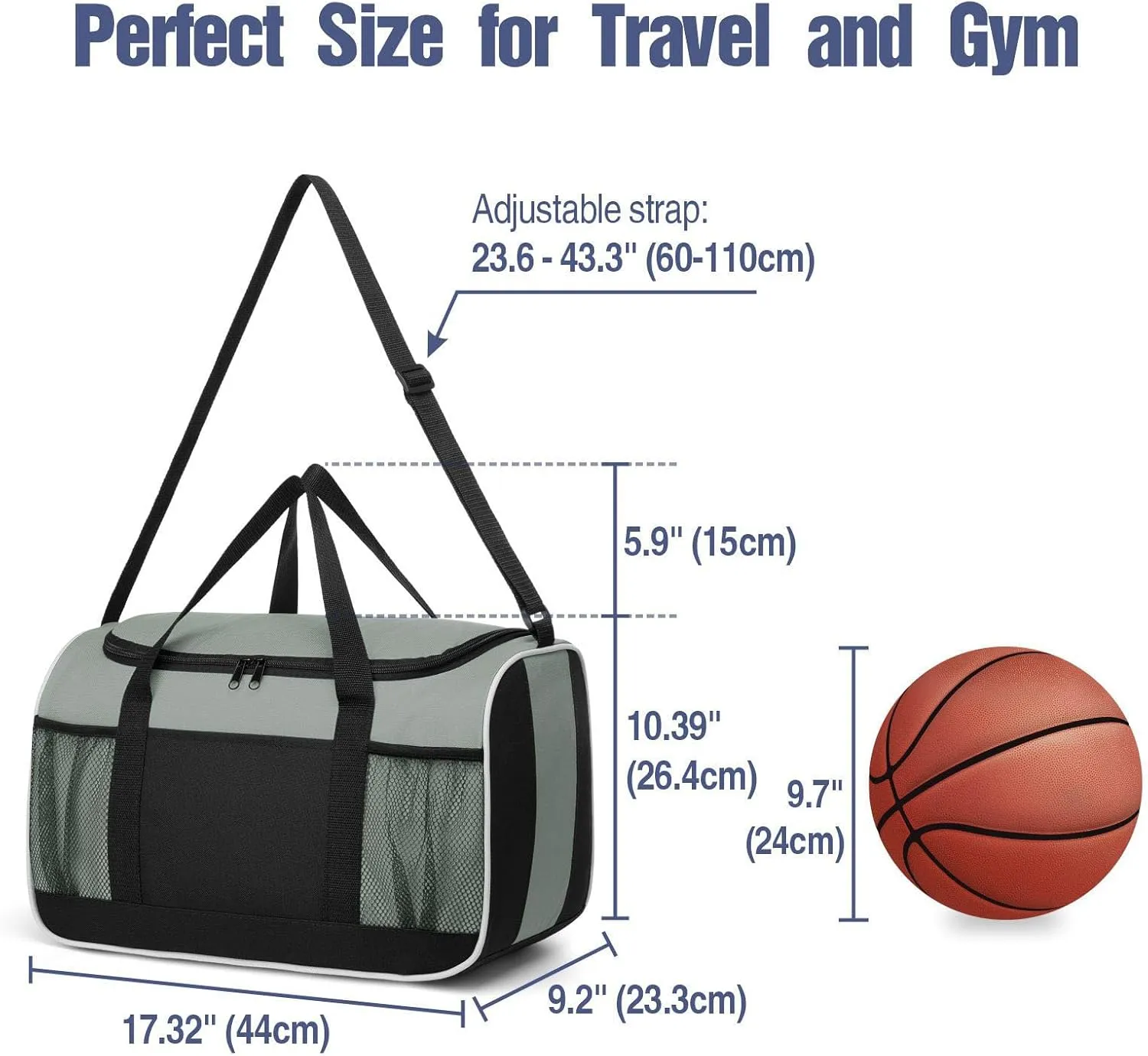 BuyAgain Duffle Bag, 17" Small Travel Carry On Sport Duffel Gym Bag.