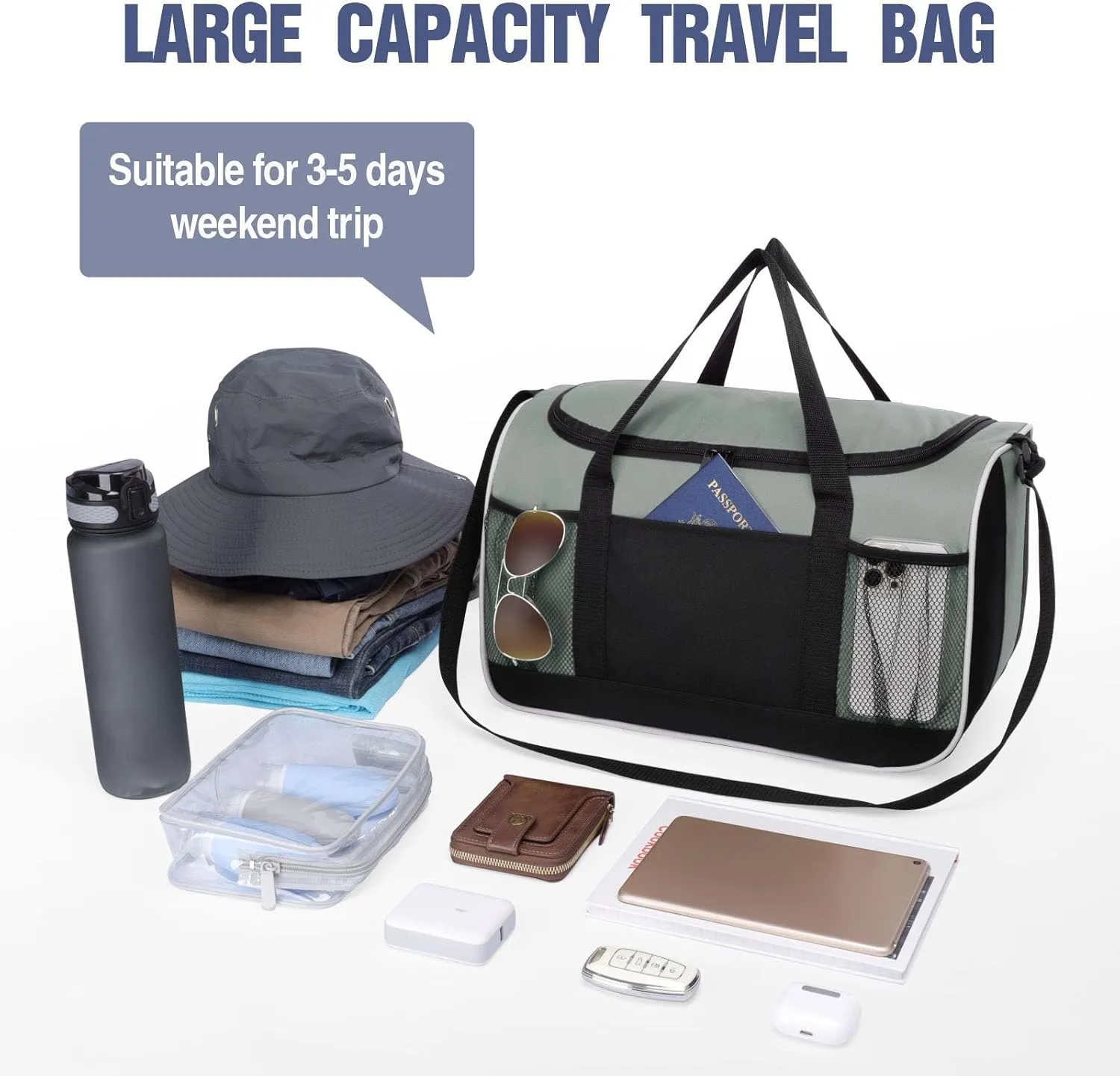 BuyAgain Duffle Bag, 17" Small Travel Carry On Sport Duffel Gym Bag.
