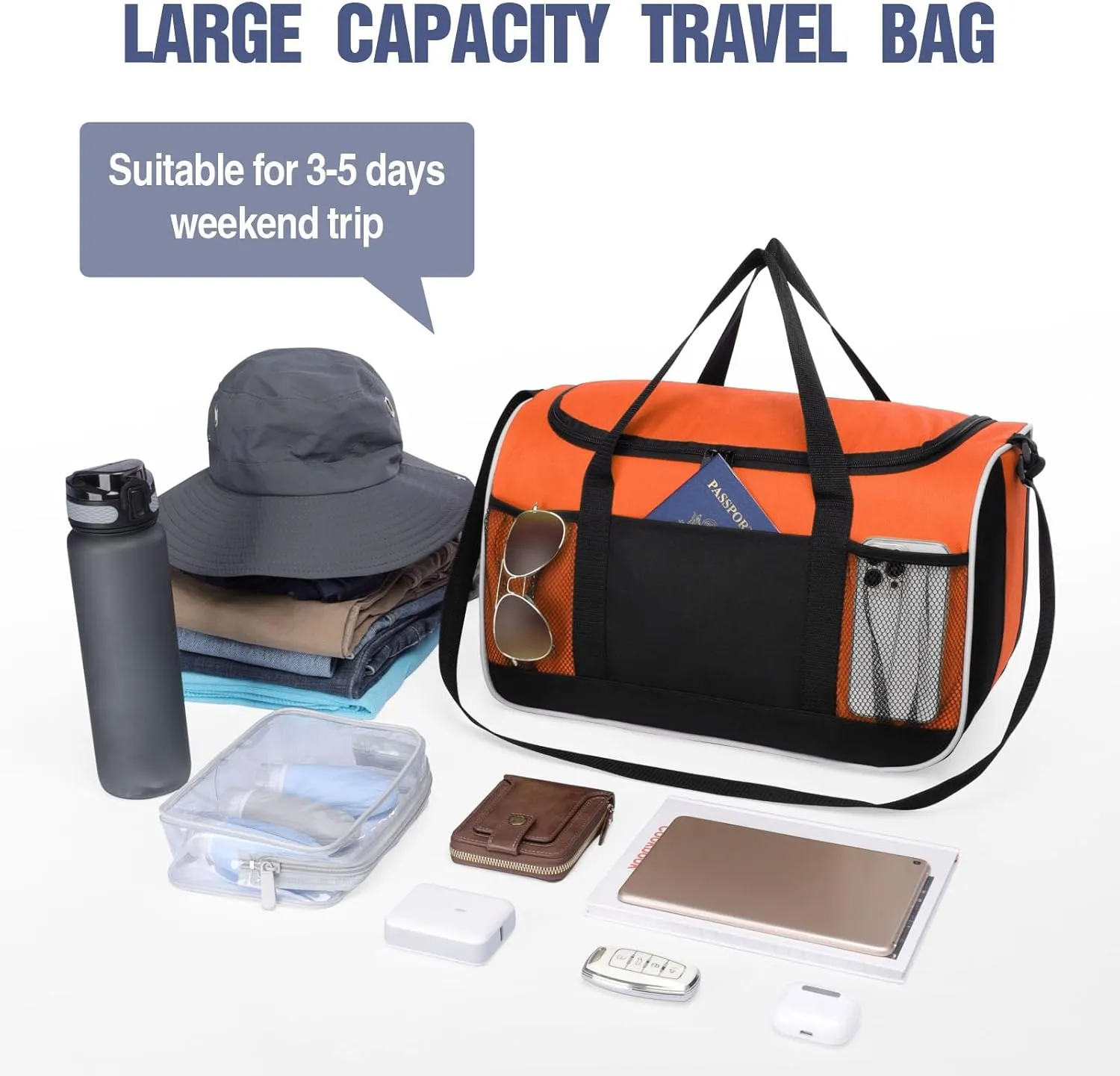 BuyAgain Duffle Bag, 17" Small Travel Carry On Sport Duffel Gym Bag.