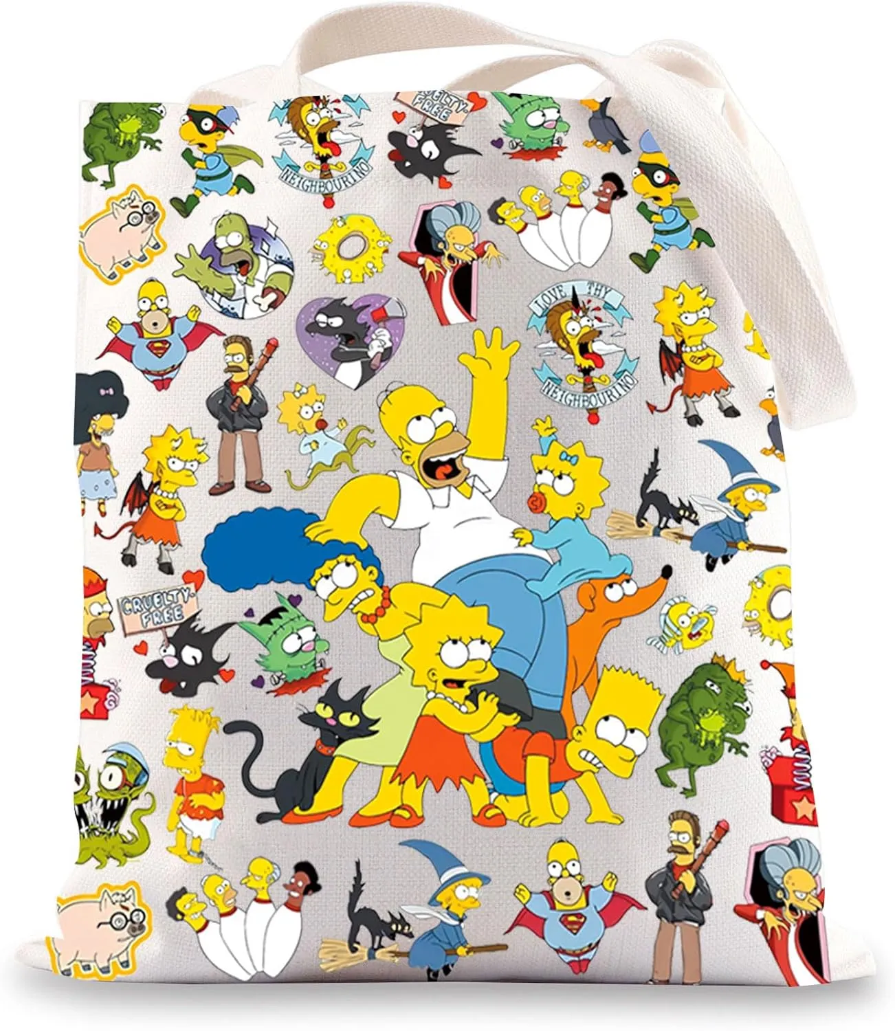 BWKTOP Homer Family Tote Bag - Bart Fans Gifts: Marge, Lisa, Maggie Shoulder Bag - Homer Family Merch