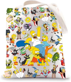 BWKTOP Homer Family Tote Bag - Bart Fans Gifts: Marge, Lisa, Maggie Shoulder Bag - Homer Family Merch