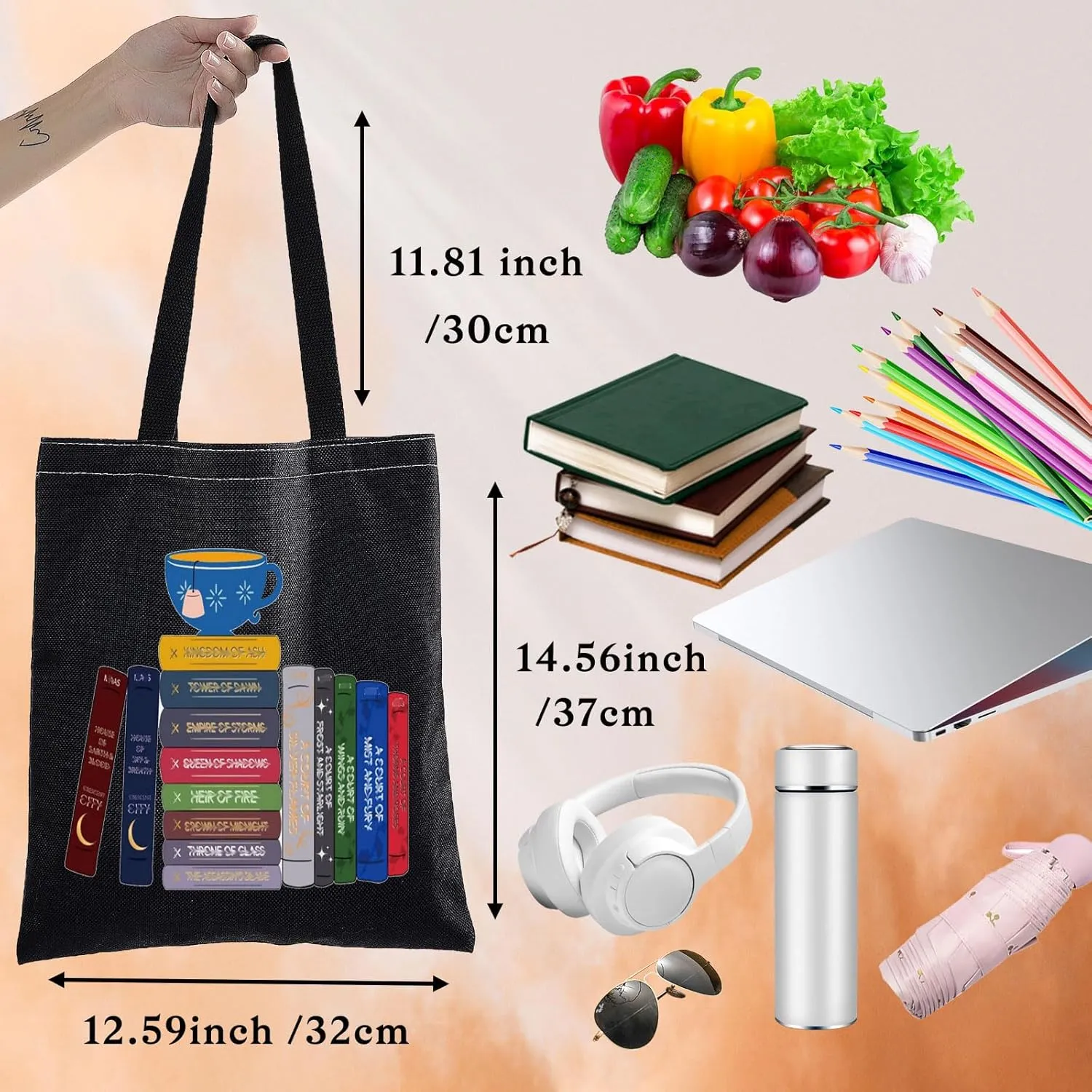 BWWKTOP Bookworm Canvas Tote Bag Night Book Gifts Readers Shoulder Bag Bookish Merchandise