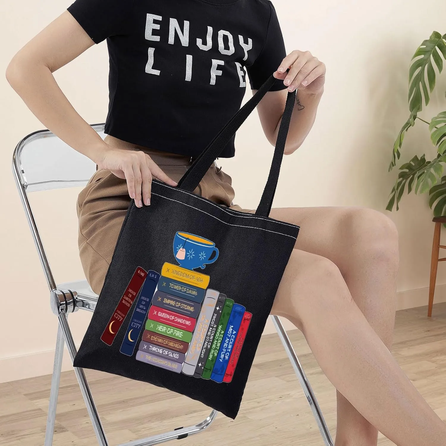 BWWKTOP Bookworm Canvas Tote Bag Night Book Gifts Readers Shoulder Bag Bookish Merchandise