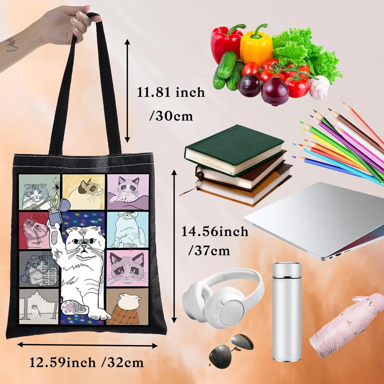 BWWKTOP Cat Tour Tote Bag Singer Concert Inspired Gifts Singer Concert Tour Gifts Music Inspired Shoulder Bag