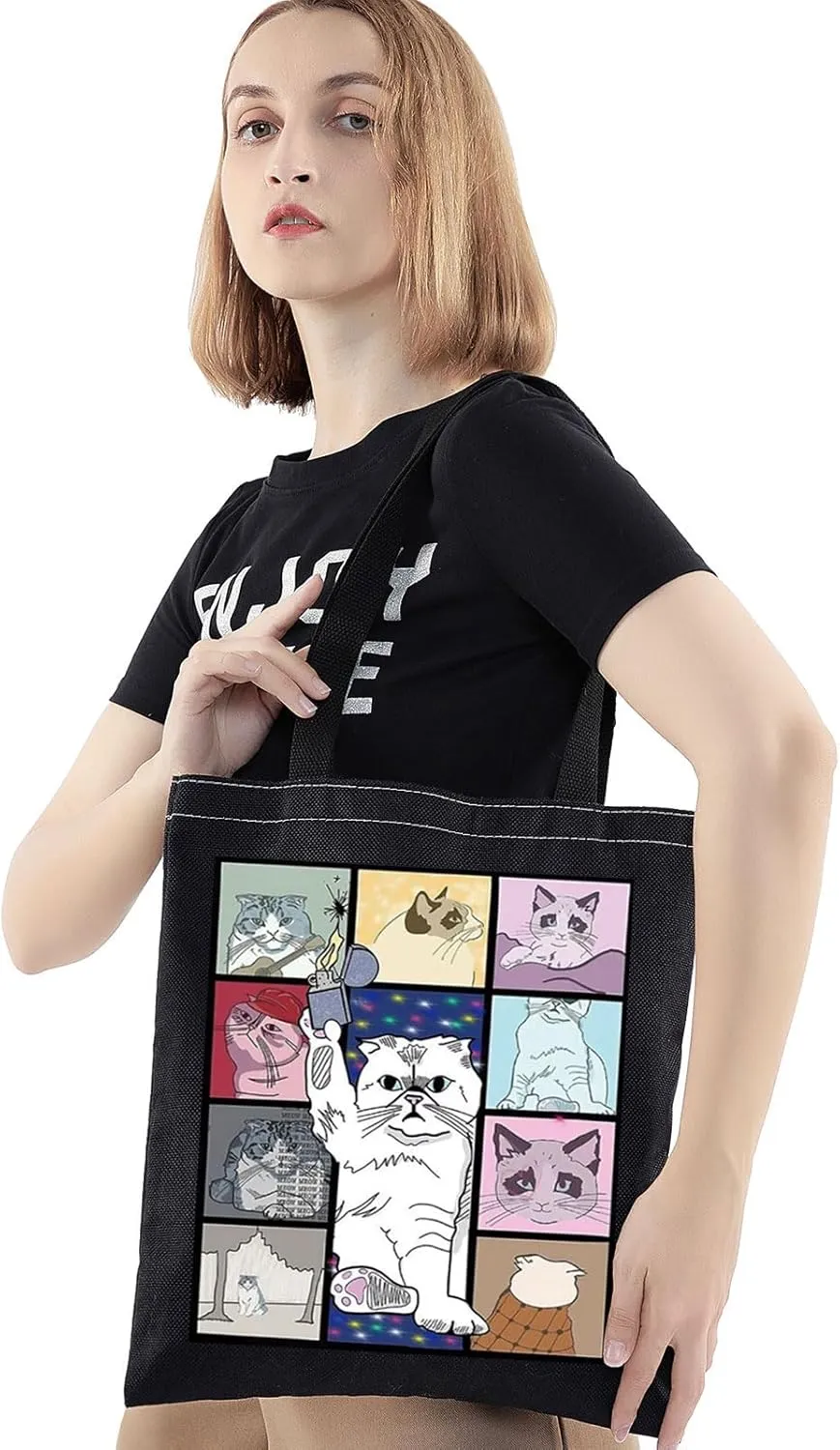 BWWKTOP Cat Tour Tote Bag Singer Concert Inspired Gifts Singer Concert Tour Gifts Music Inspired Shoulder Bag