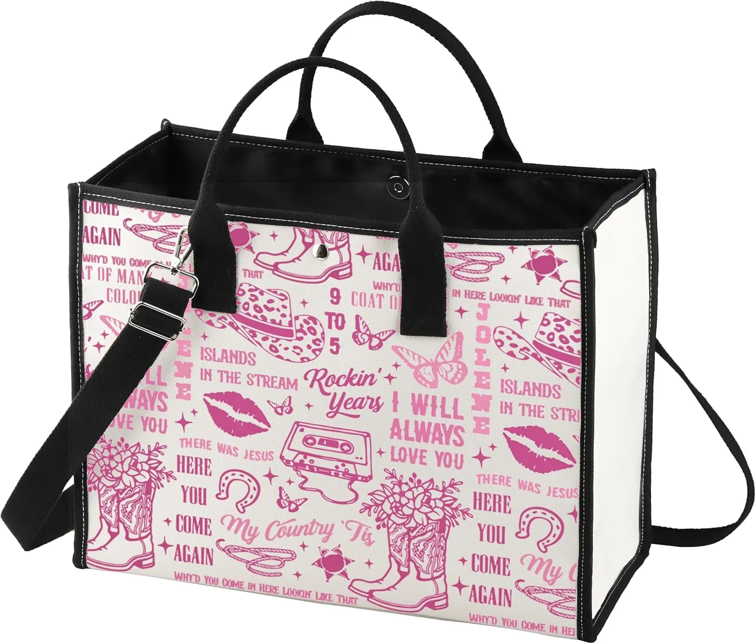 BWWKTOP Country Song Canvas Tote Bag - Music Lover Gift, Album Shoulder Bag, Festival Merchandise