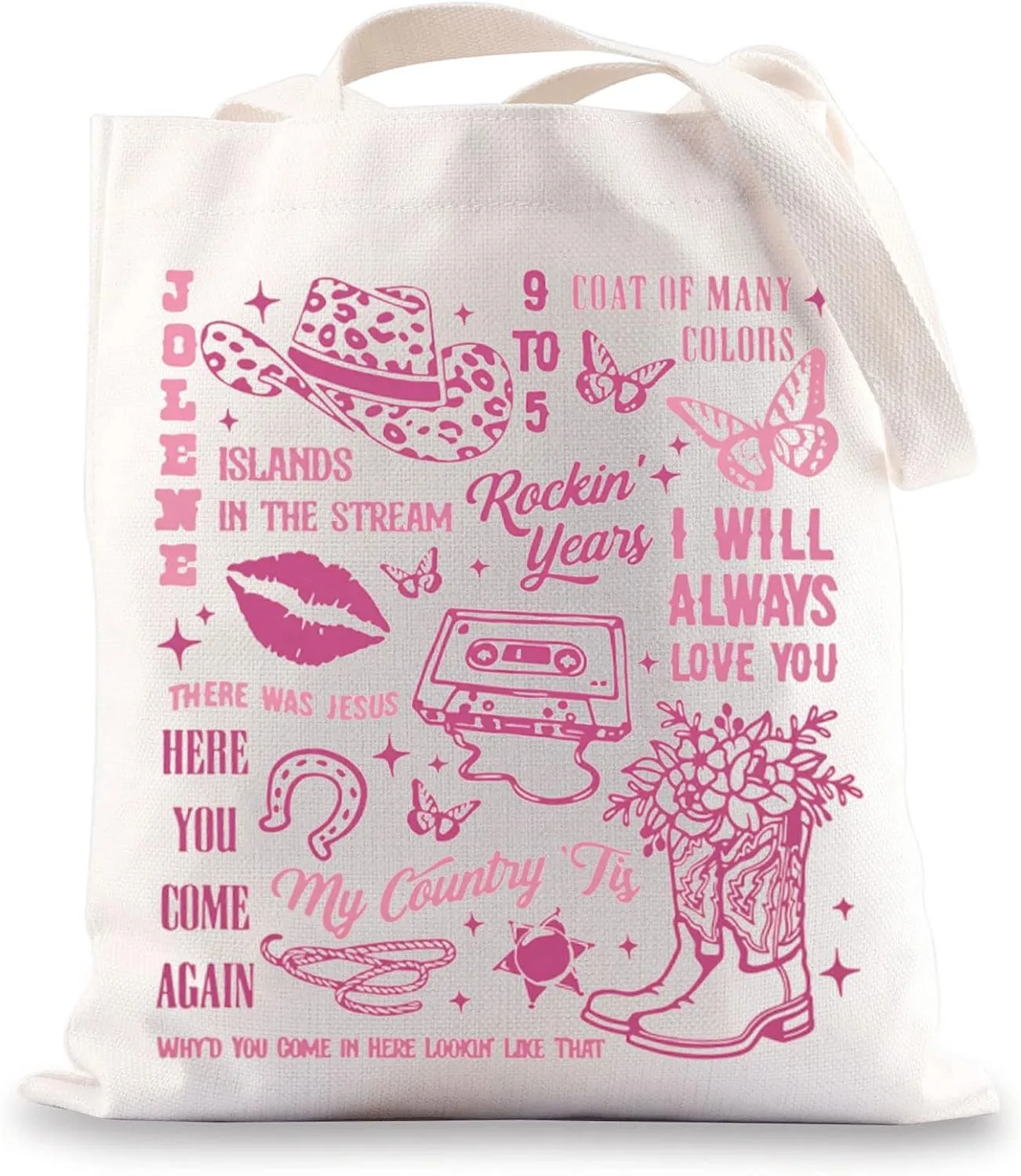 BWWKTOP Country Song Canvas Tote Bag - Music Lover Gift, Album Shoulder Bag, Festival Merchandise