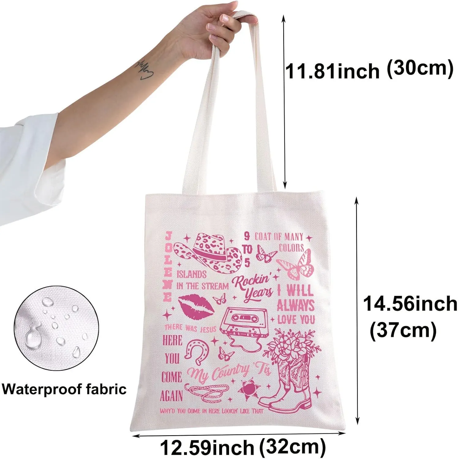 BWWKTOP Country Song Canvas Tote Bag - Music Lover Gift, Album Shoulder Bag, Festival Merchandise