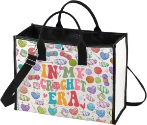 BWWKTOP Crochet Tote Bag Crochet Lover Gift In My Crochet Era Crocheters Canvas Shoulder Bag Crochet Knitting Gift (CROCHET ERA BG)